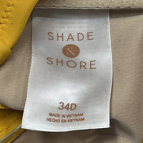 Shade & Shore Bikini Top Womens 34D Mustard Yellow One Shoulder Braided Swim - Picture 5 of 5